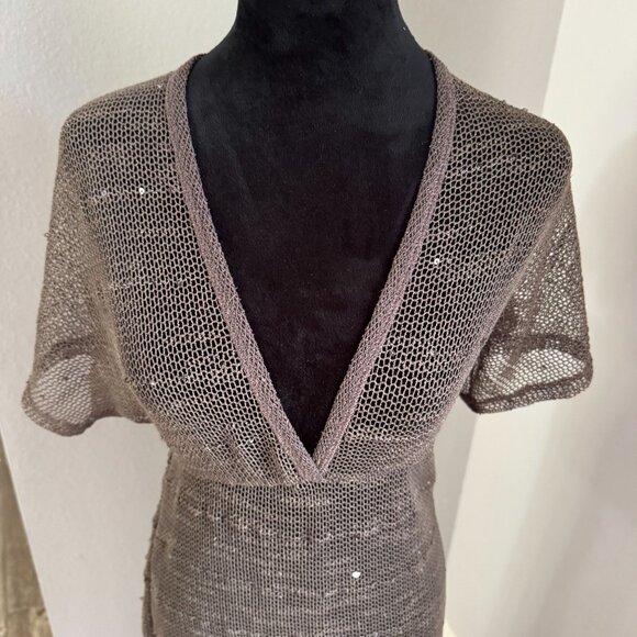 Elif Babydoll Maxi‎ Dress Womens S Mesh Sequins Deep V Festival Goth Grunge Rave - Picture 3 of 7